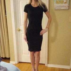 forever 21 small black bodycon short sleeve dress ribbed